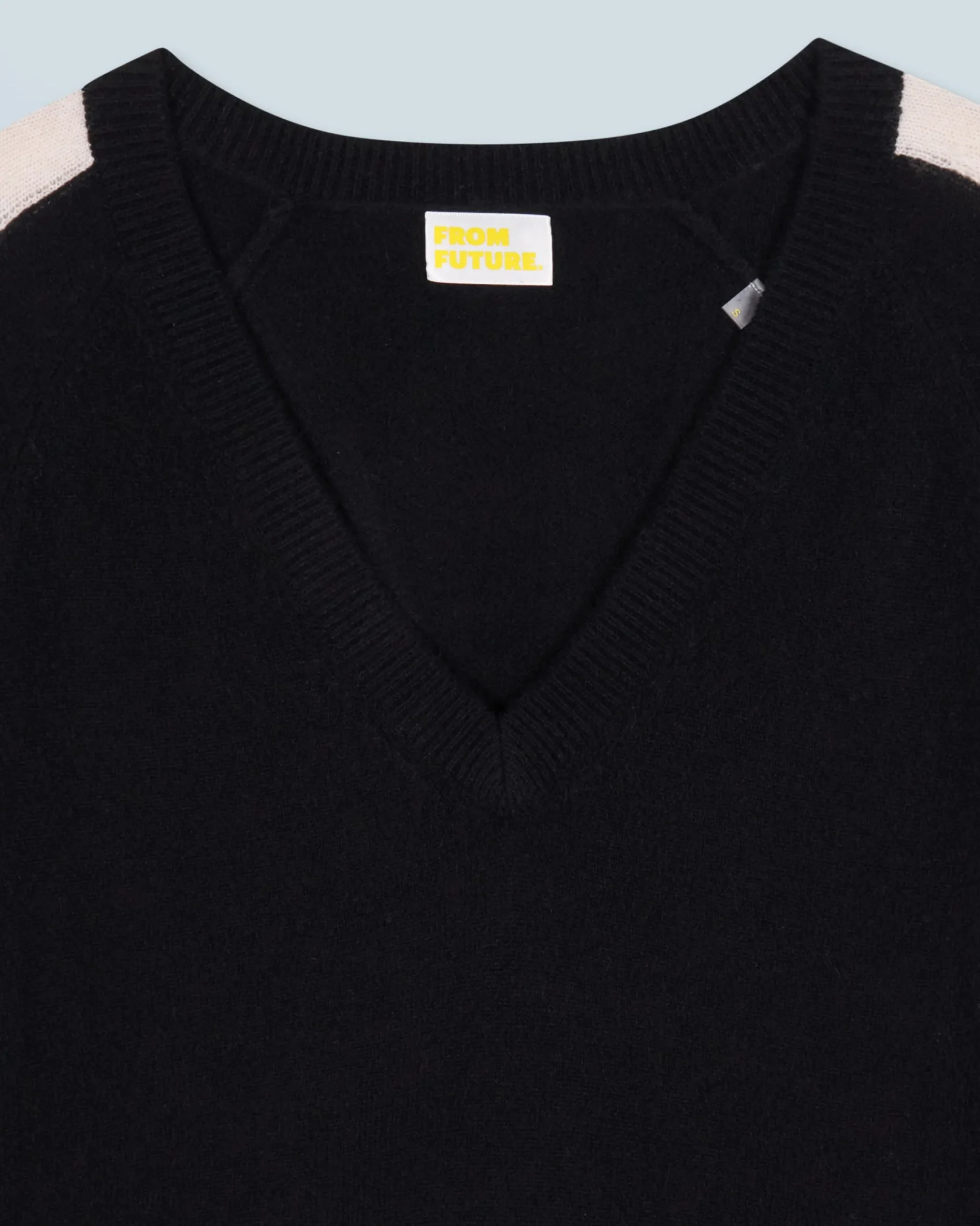 FROM FUTURE Maglione Scollo a V Oversize Bande bicolori Leggero Nero Sale