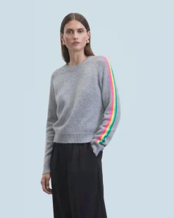 FROM FUTURE Maglione Scollo tondo Bande maniche Multicolori Grigioericascuro Fashion