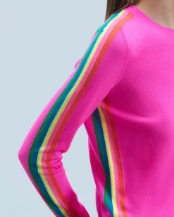 FROM FUTURE Maglione Scollo tondo Bande Maniche multicolori UtopicPink Hot