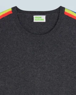 FROM FUTURE Maglione Scollo tondo Bande maniche Multicolori Grigioantracite Store