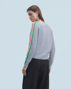 FROM FUTURE Maglione Scollo tondo Bande maniche Multicolori Grigioericascuro Fashion