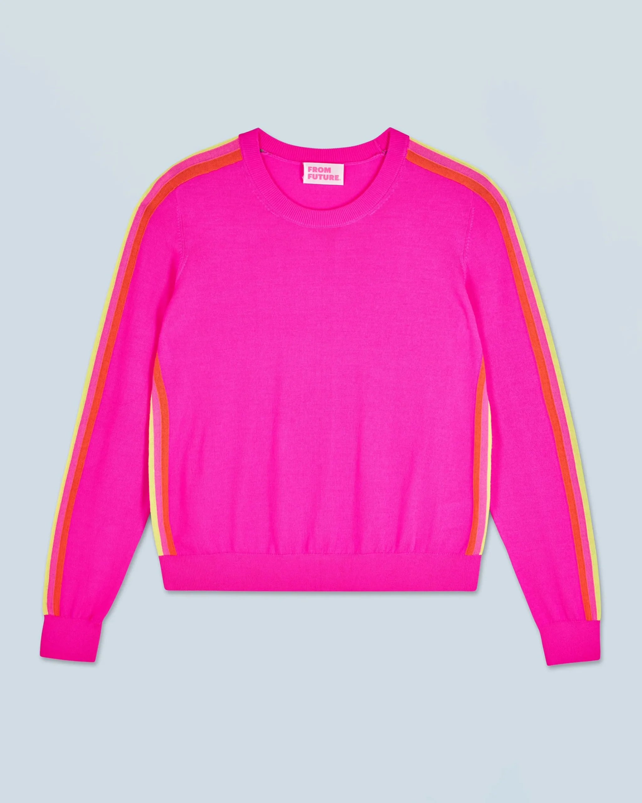FROM FUTURE Maglione Scollo tondo Bande Maniche multicolori UtopicPink Hot