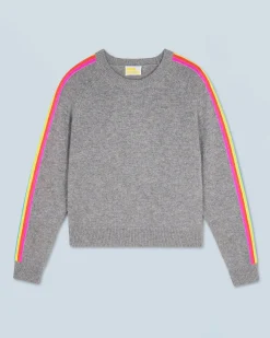 FROM FUTURE Maglione Scollo tondo Bande maniche Multicolori Grigioericascuro Fashion