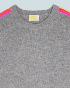 FROM FUTURE Maglione Scollo tondo Bande maniche Multicolori Grigioericascuro Fashion