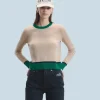 FROM FUTURE Maglione Scollo tondo Bicolore a Contrasto Leggero Beige Discount