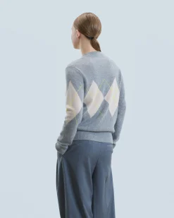 FROM FUTURE Maglione Scollo tondo con Motivo losanghe Grigioericascuro Cheap