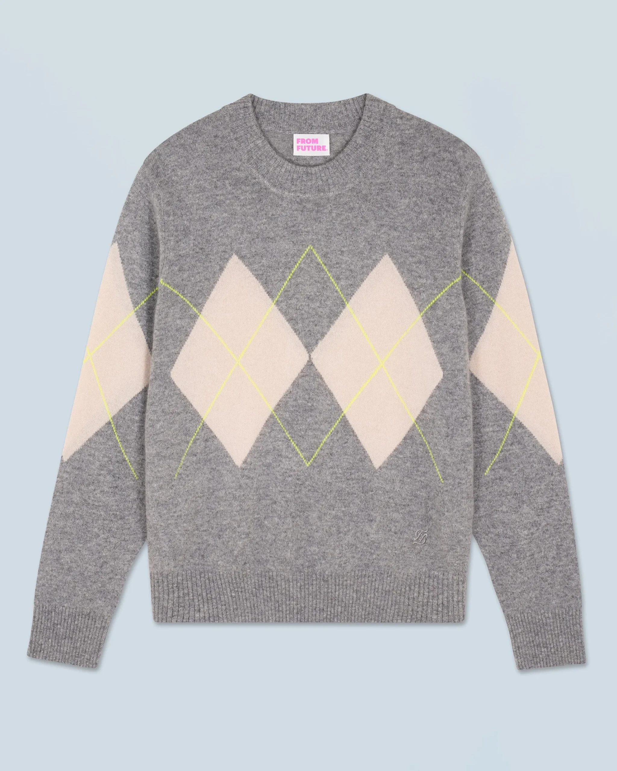 FROM FUTURE Maglione Scollo tondo con Motivo losanghe Grigioericascuro Cheap