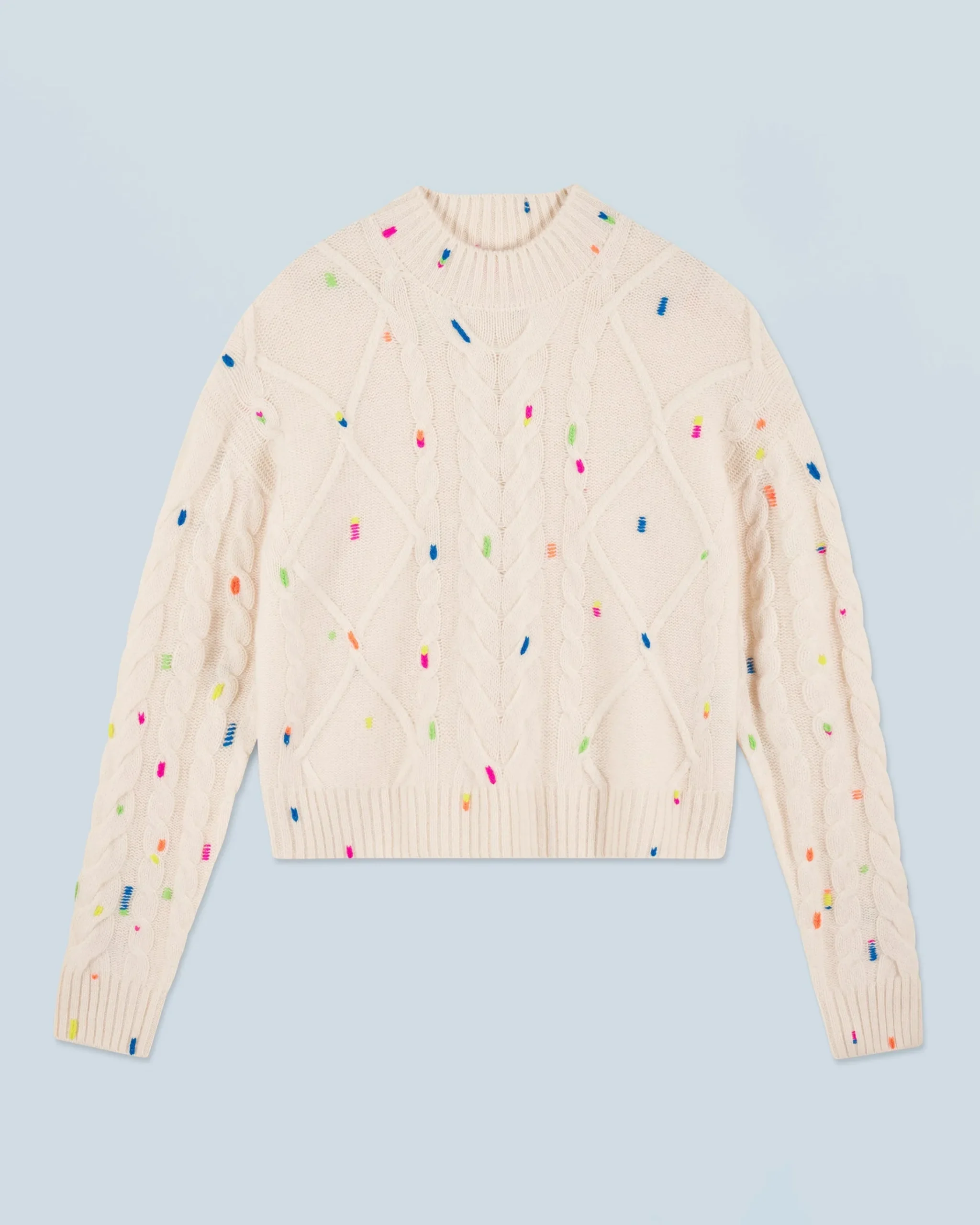FROM FUTURE Maglione Scollo tondo con Trecce Multicolore Ecrù Hot