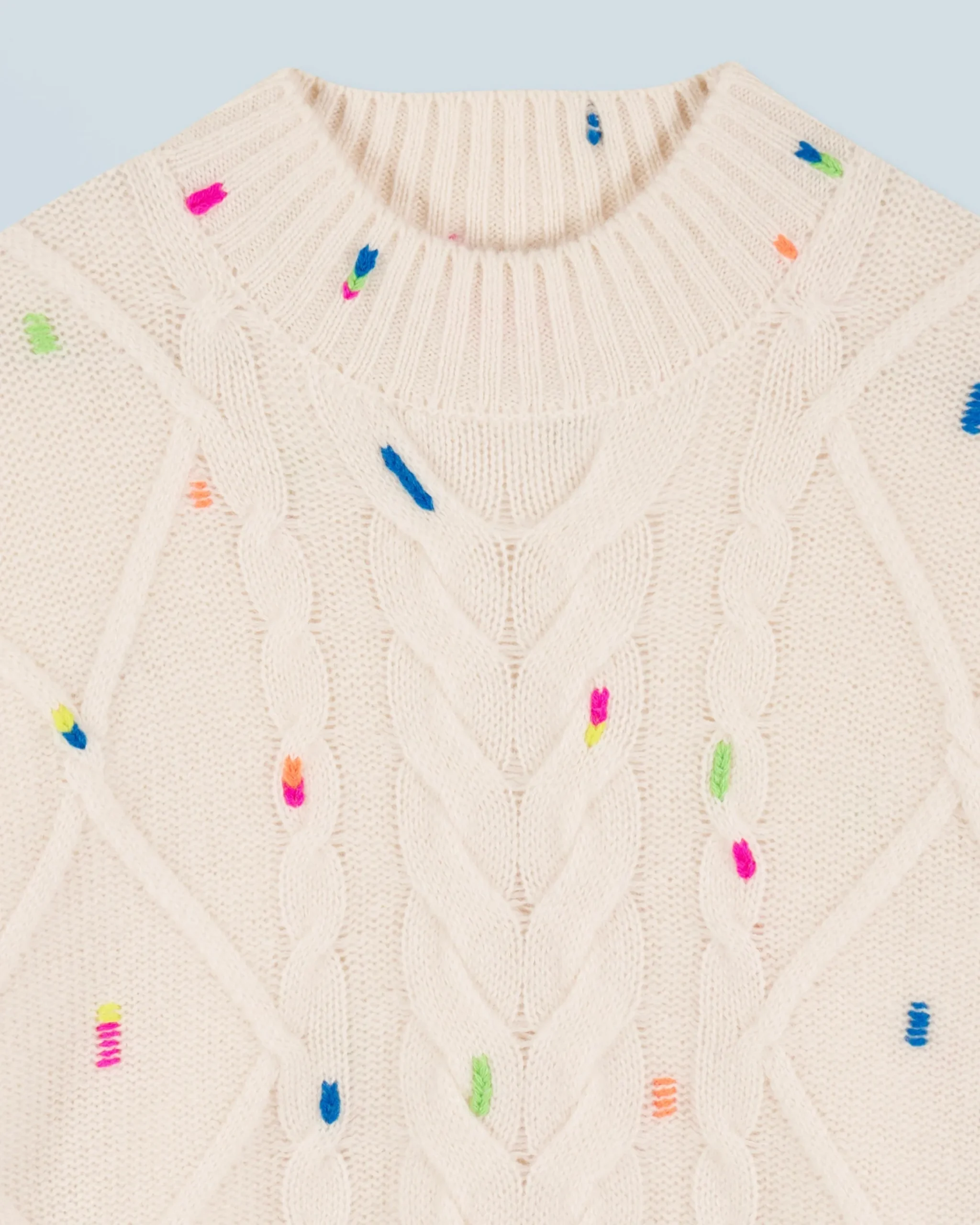 FROM FUTURE Maglione Scollo tondo con Trecce Multicolore Ecrù Hot