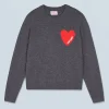 FROM FUTURE Maglione Scollo tondo Cuore Leggero Grigioantracite Hot