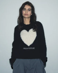FROM FUTURE Maglione Scollo tondo Cuore Nero Outlet
