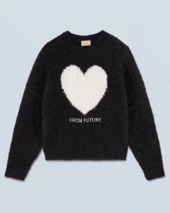 FROM FUTURE Maglione Scollo tondo Cuore Nero Outlet
