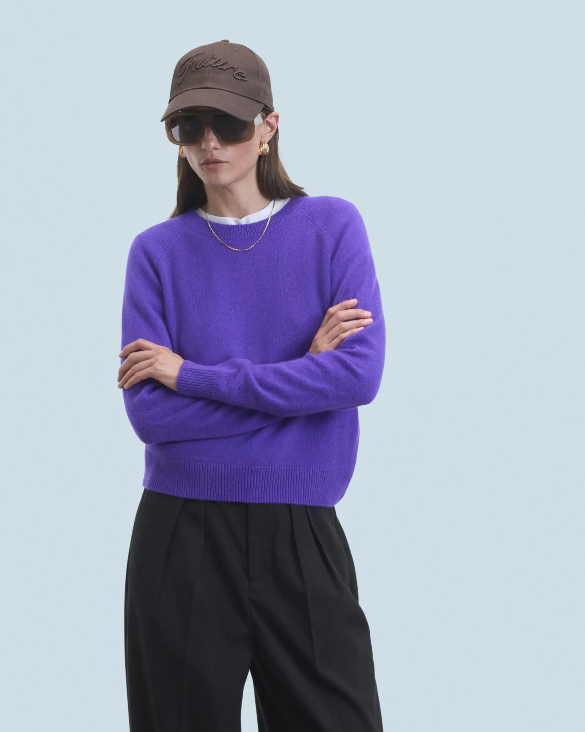 FROM FUTURE Maglione Scollo tondo Leggero PopPurple Hot