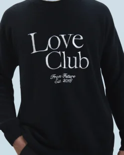 FROM FUTURE Maglione Scollo tondo Love Club Nero Cheap