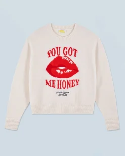 FROM FUTURE Maglione Scollo tondo Red Lips Ecrù Store
