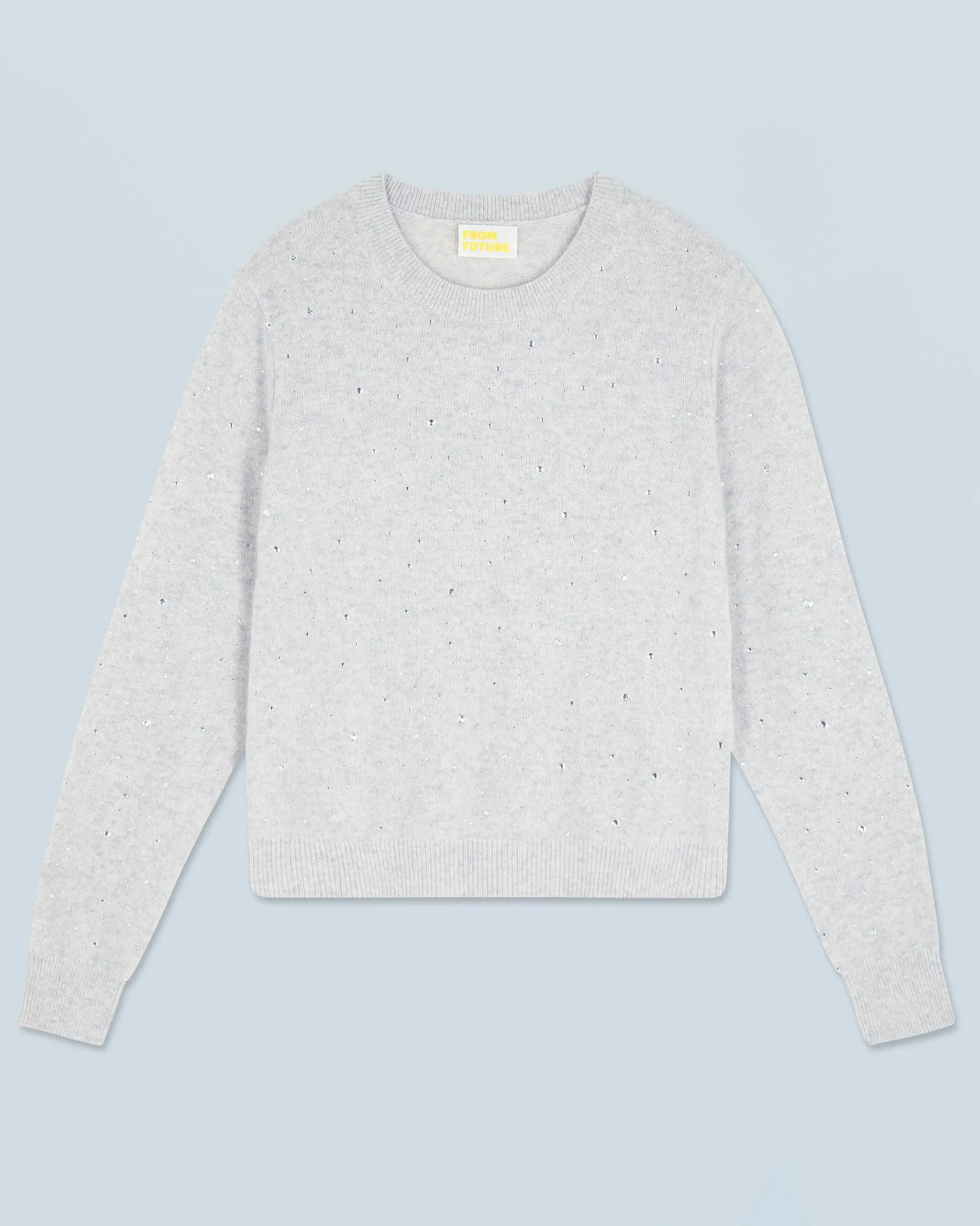 FROM FUTURE Maglione Scollo tondo Strass all over Leggero Grigioericachiaro Sale