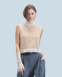 FROM FUTURE Maglione Senza maniche Beige New