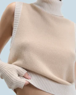 FROM FUTURE Maglione Senza maniche Beige New
