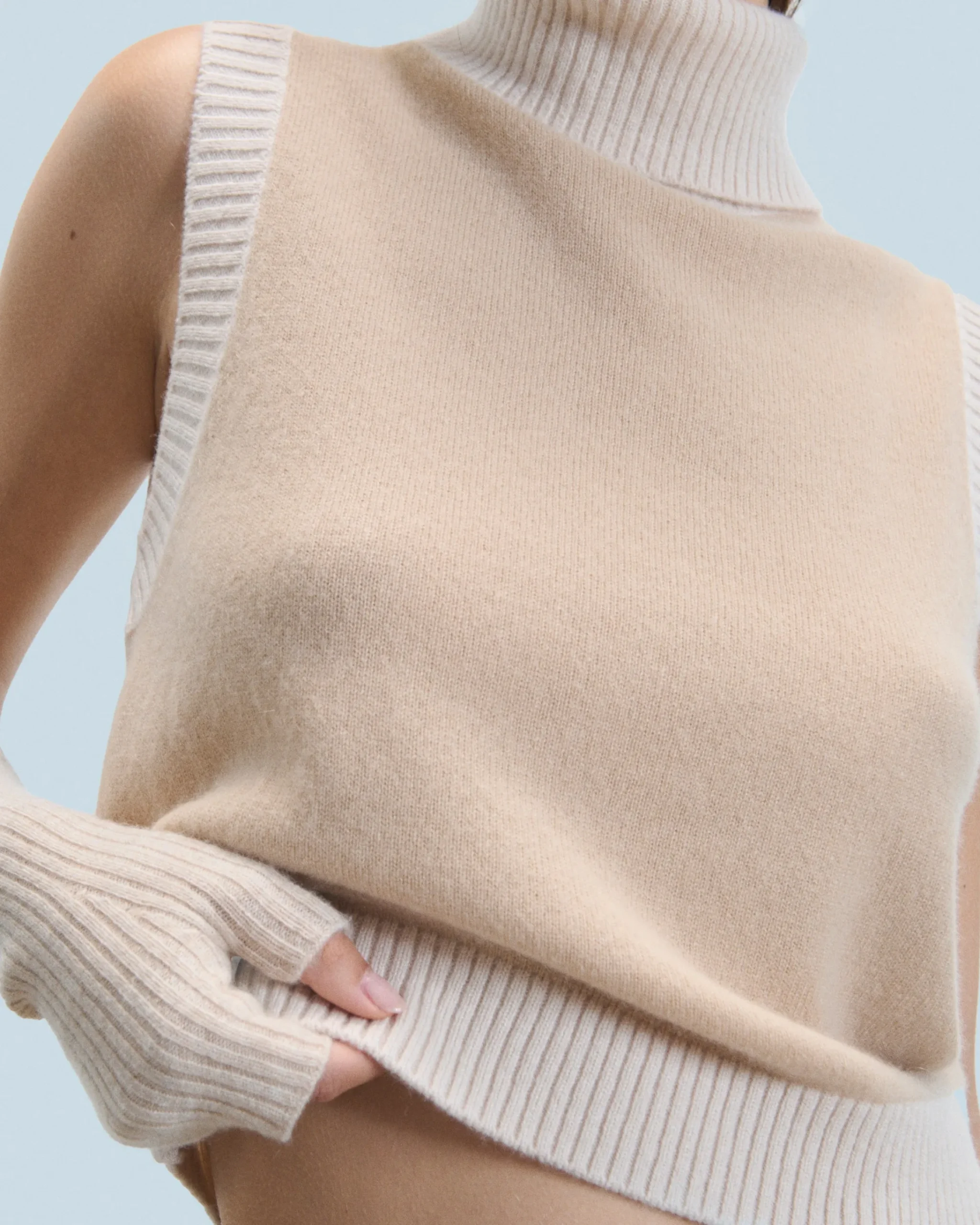 FROM FUTURE Maglione Senza maniche Beige New