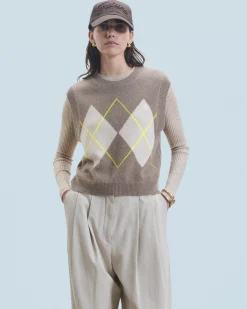 FROM FUTURE Maglione Senza maniche con Motivo losanghe Taupe Shop