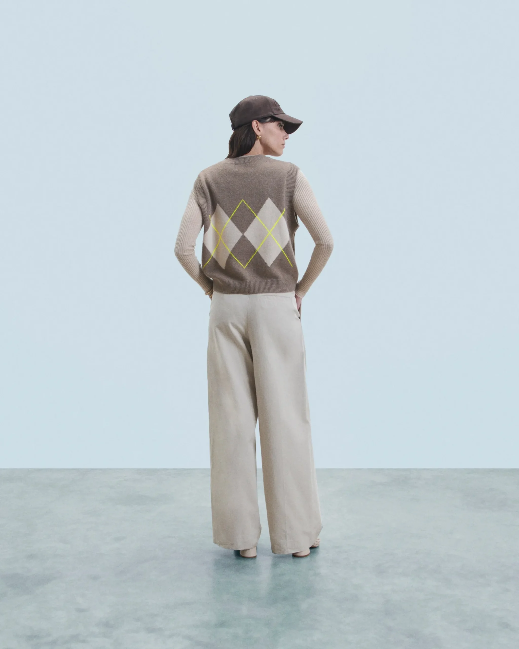 FROM FUTURE Maglione Senza maniche con Motivo losanghe Taupe Shop