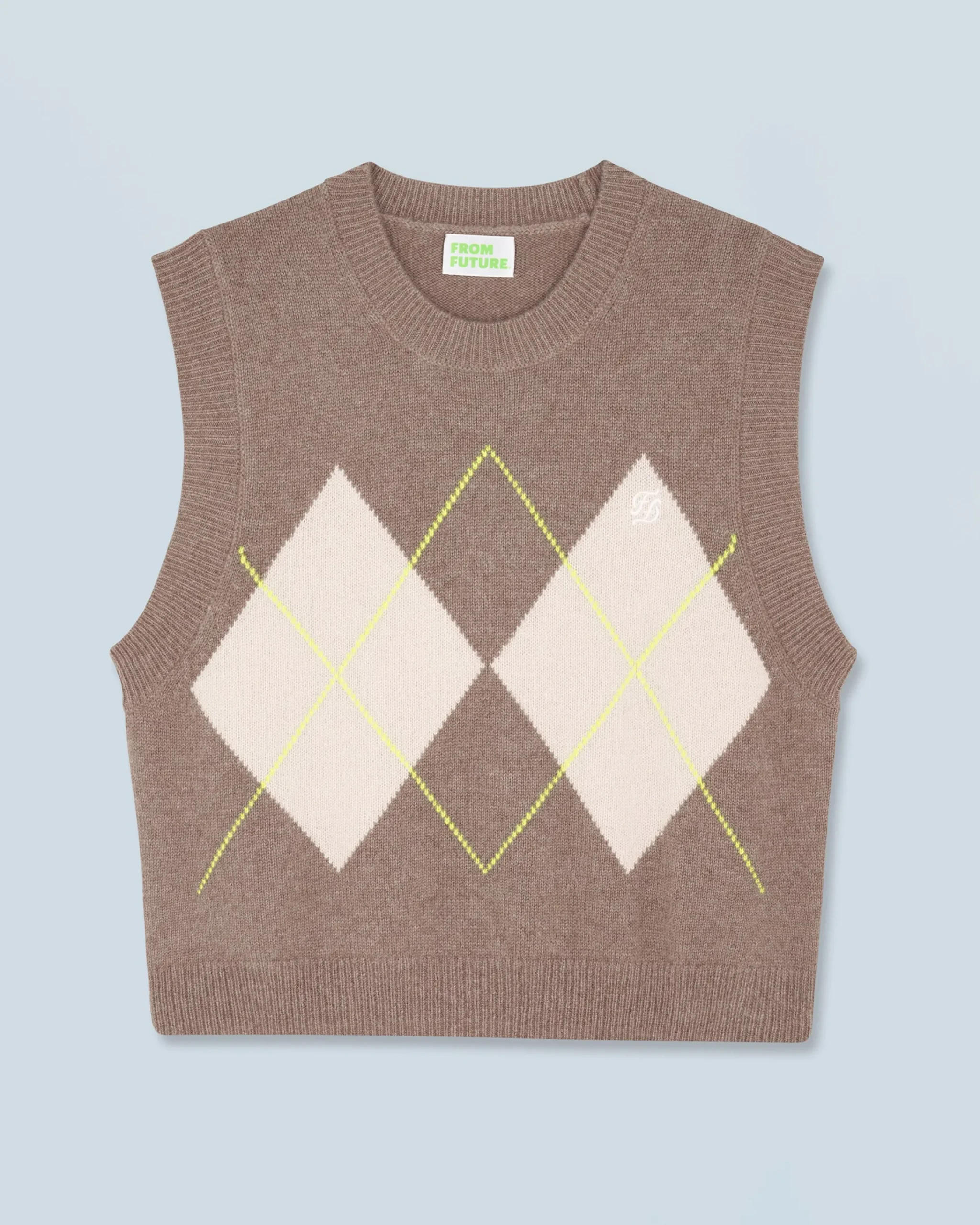 FROM FUTURE Maglione Senza maniche con Motivo losanghe Taupe Shop