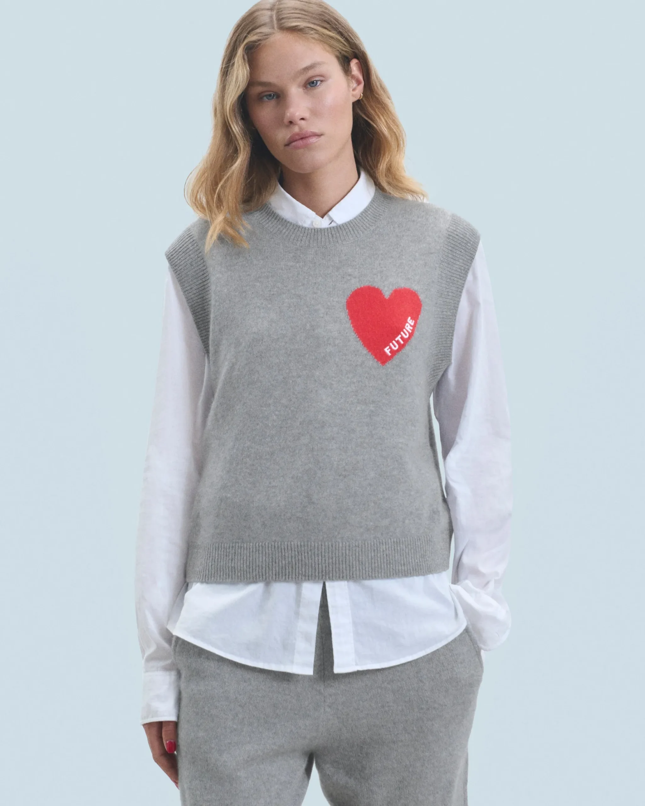 FROM FUTURE Maglione Senza maniche Cuore Leggero Grigioericascuro Cheap