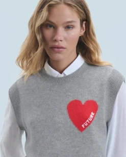 FROM FUTURE Maglione Senza maniche Cuore Leggero Grigioericascuro Cheap