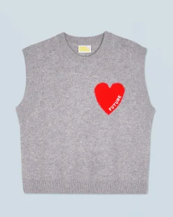 FROM FUTURE Maglione Senza maniche Cuore Leggero Grigioericascuro Cheap
