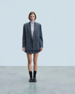 FROM FUTURE Minigonna Tailoring GrayStripes Cheap