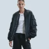 FROM FUTURE Outerwear Giacca Bomber Raso Nero Flash Sale