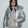 FROM FUTURE Outerwear Piumino Crackle Argento Flash Sale