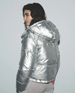 FROM FUTURE Outerwear Piumino Crackle Argento Flash Sale