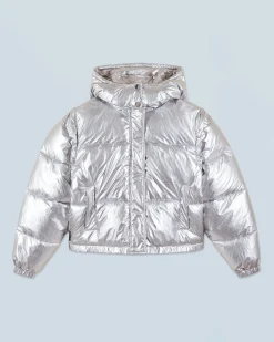 FROM FUTURE Outerwear Piumino Crackle Argento Flash Sale