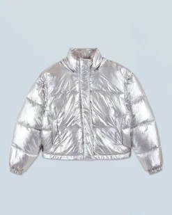 FROM FUTURE Outerwear Piumino Crackle Argento Flash Sale