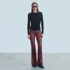 FROM FUTURE Pantaloni Flare Mesh PassionateRose Hot
