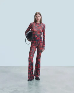 FROM FUTURE Pantaloni Flare Mesh PassionateRose Hot