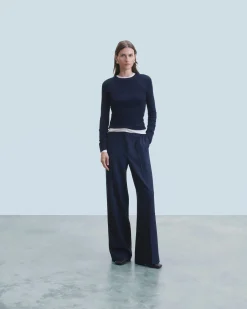 FROM FUTURE Pantaloni Larghi Tailoring NavyStripes Online