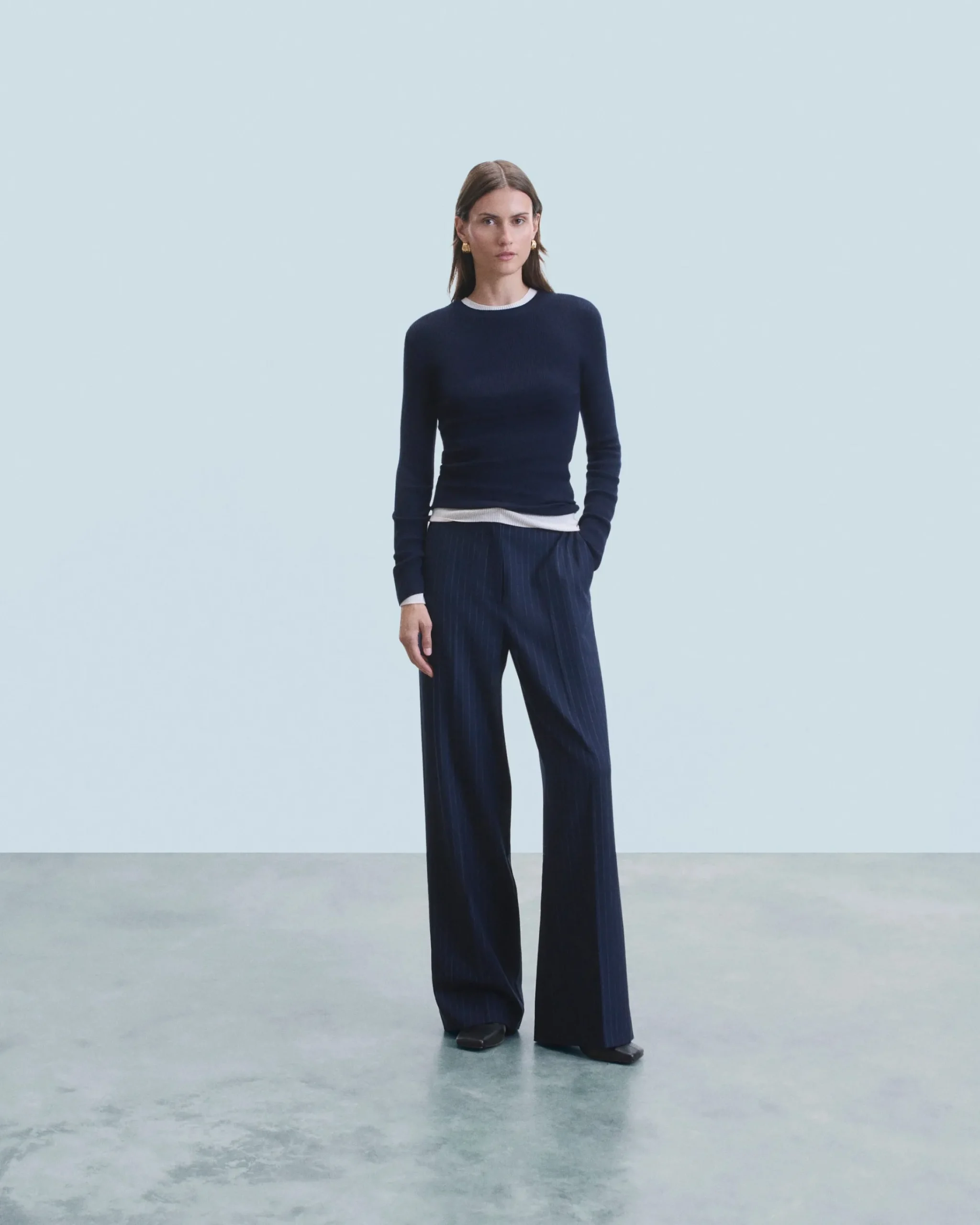 FROM FUTURE Pantaloni Larghi Tailoring NavyStripes Online