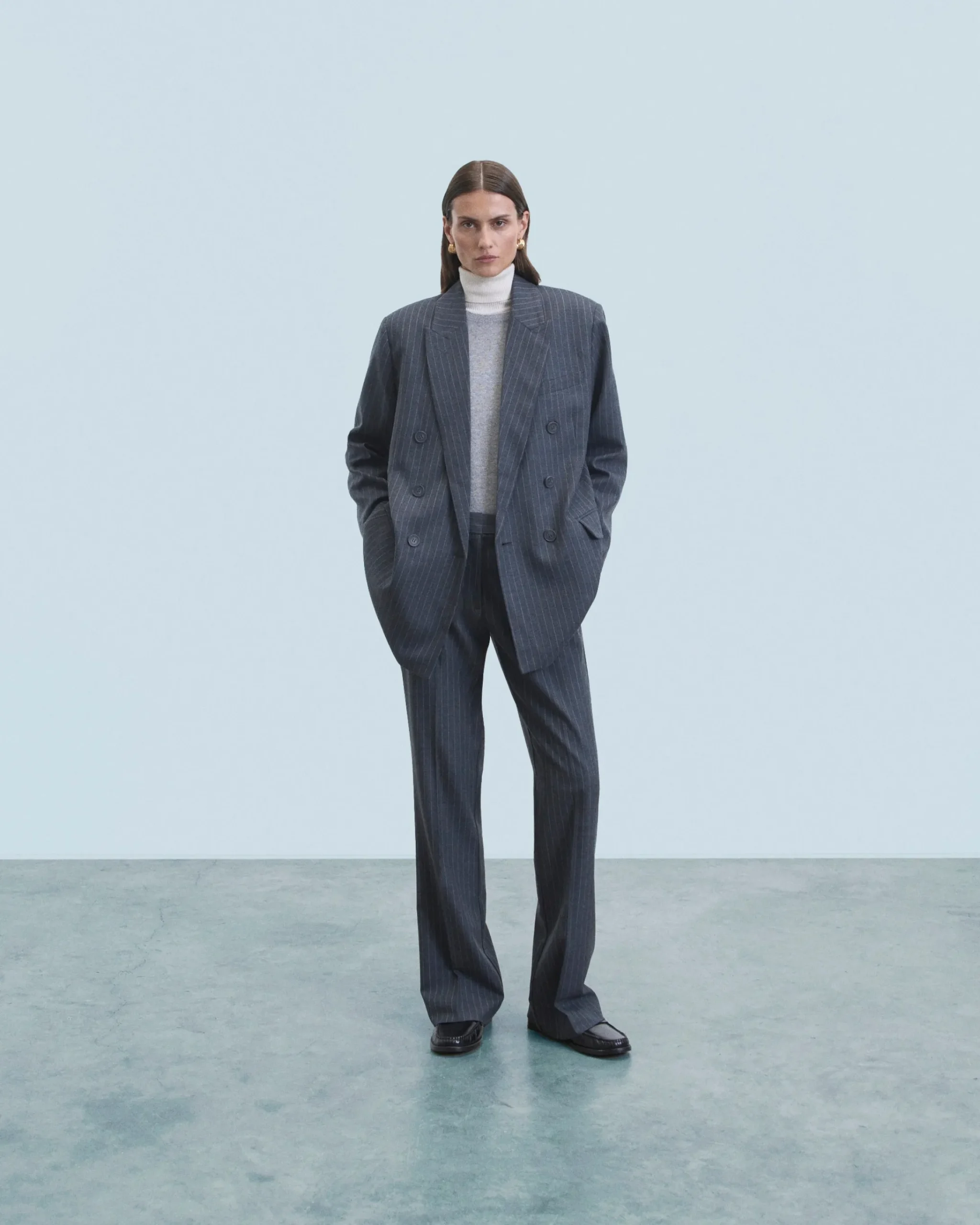 FROM FUTURE Pantaloni Larghi Tailoring GrayStripes Best Sale