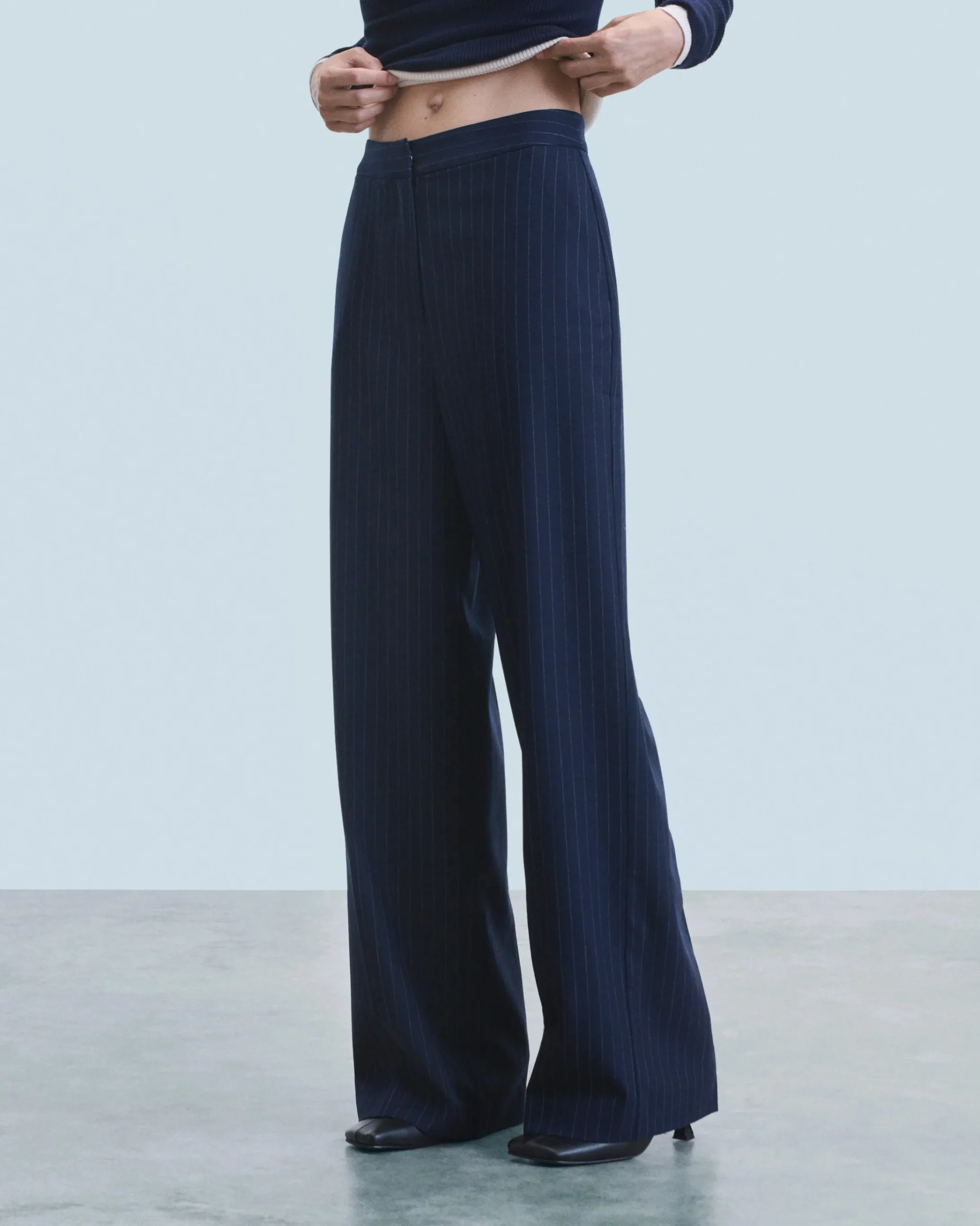 FROM FUTURE Pantaloni Larghi Tailoring NavyStripes Online