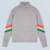 FROM FUTURE Pullover Collo alto Bande Maniche multicolori Leggero Grigioericascuro Outlet