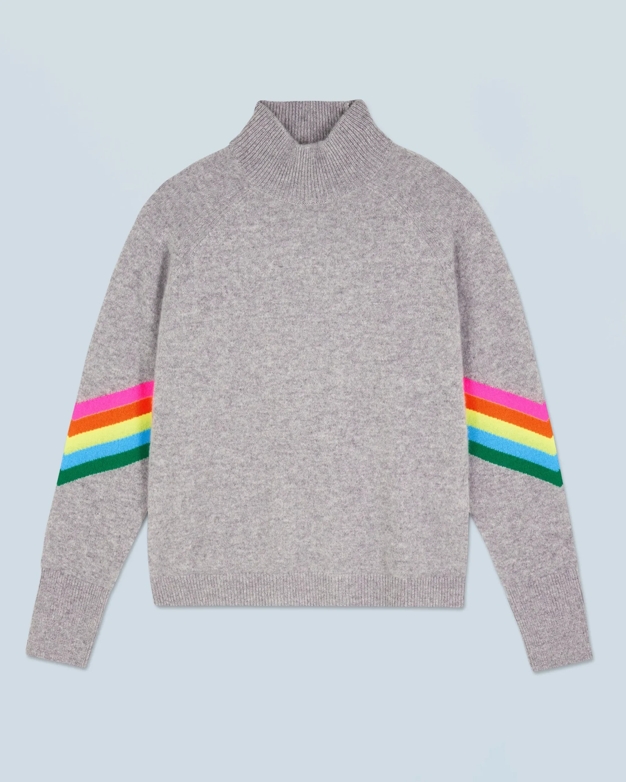 FROM FUTURE Pullover Collo alto Bande Maniche multicolori Leggero Grigioericascuro Outlet