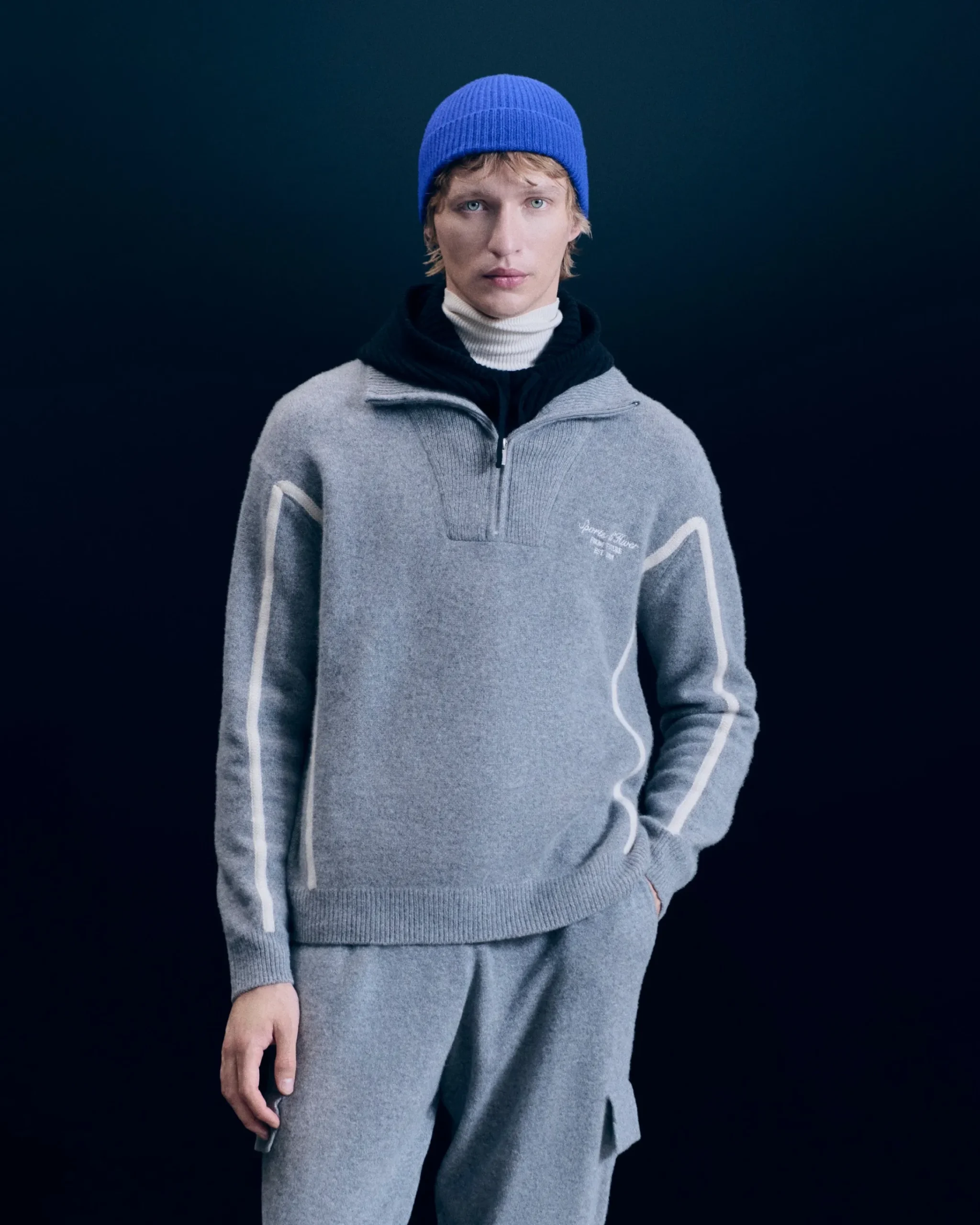 FROM FUTURE Pullover Collo alto con Zip Bande Grigioericascuro Sale