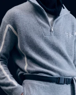 FROM FUTURE Pullover Collo alto con Zip Bande Grigioericascuro Sale