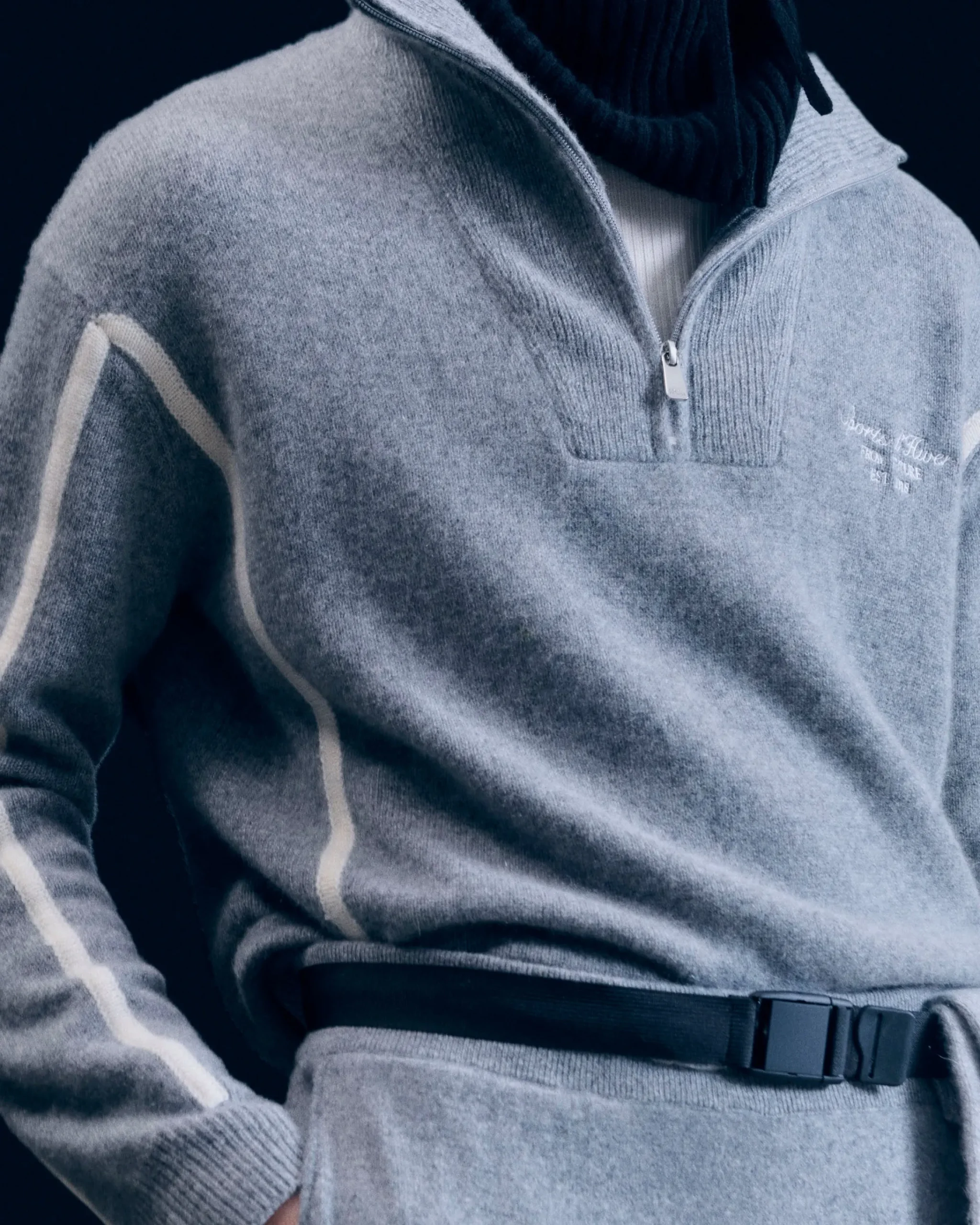 FROM FUTURE Pullover Collo alto con Zip Bande Grigioericascuro Sale
