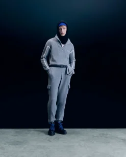 FROM FUTURE Pullover Collo alto con Zip Bande Grigioericascuro Sale