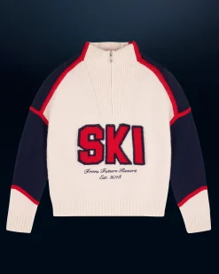 FROM FUTURE Pullover Collo alto con Zip Sabbiadeldeserto New