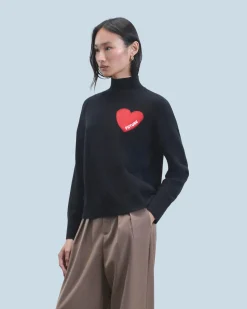 FROM FUTURE Pullover Collo alto Cuore Leggero Nero Outlet