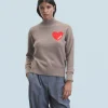 FROM FUTURE Pullover Collo alto Cuore Leggero Taupe Hot